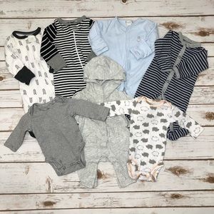 7 Piece Newborn Baby One Piece Bodysuit Lot